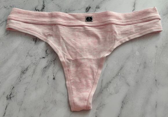 Victoria's Secret Other - Victoria's Secret Thong Panty Pink Marl Hardware Patch Sexy Cotton Blend